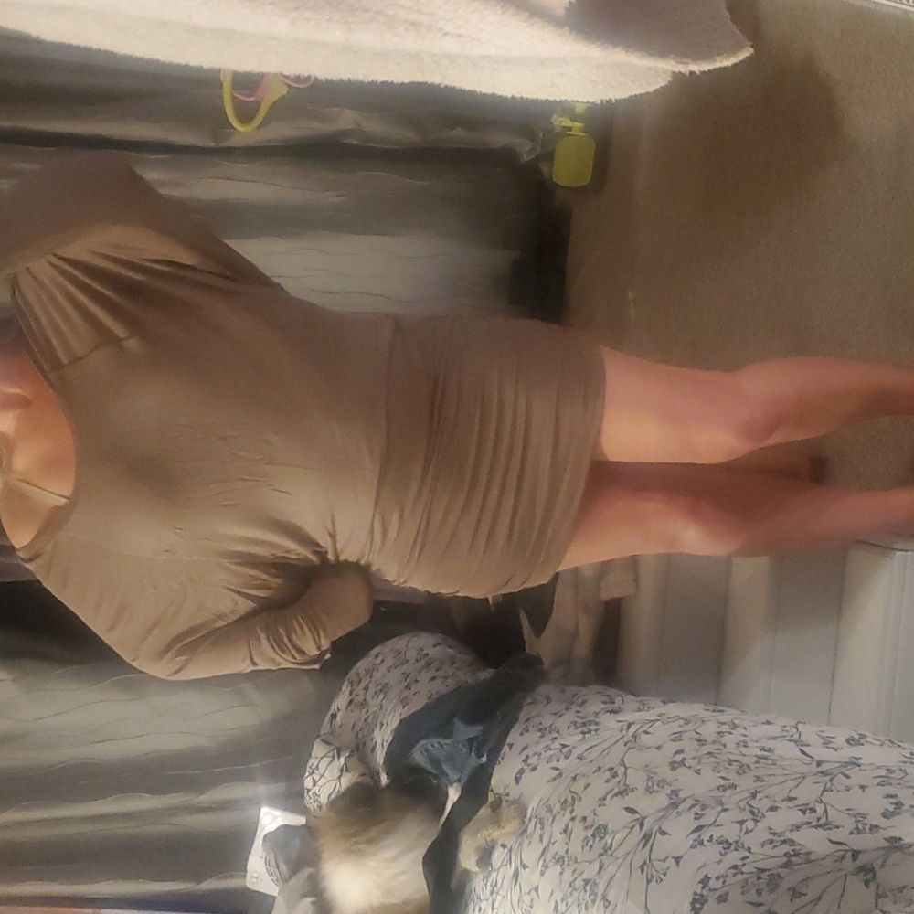 Super cute Taupe/light brown BCBG dress size small  worn and bought in las Vegas